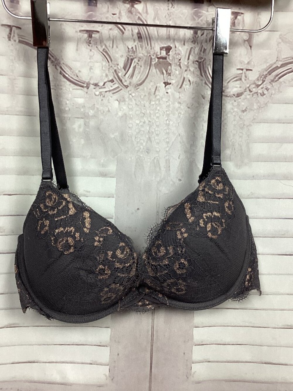 Ambrielle Gray Lace Bra 34D